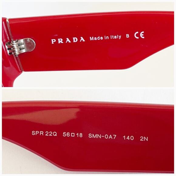 PRADA Vintage Womens Red Cat Eye Swarovski Sunglasses Italy Circa 2015 Y2K - Picture 3 of 10